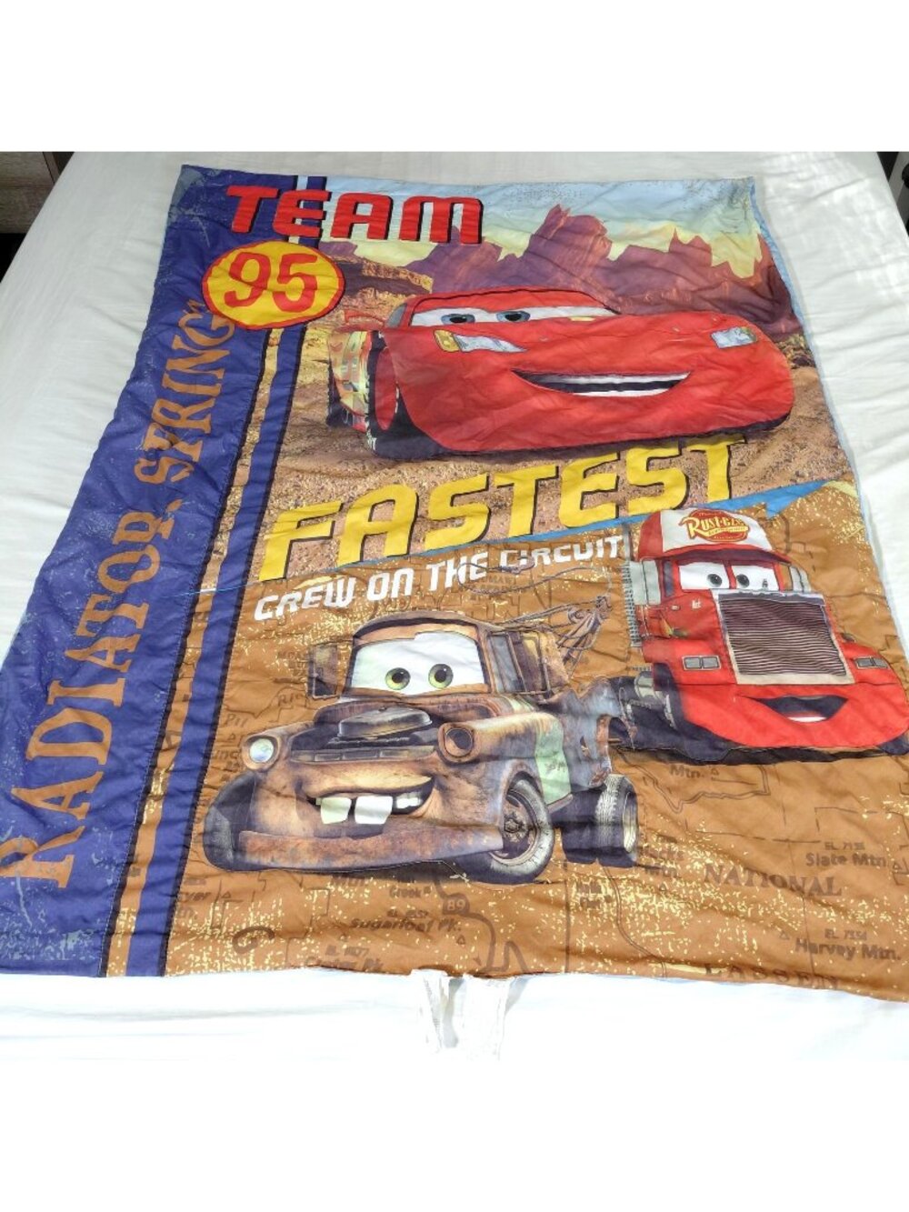 Disney Pixar Cars Comforter Throw Lightning McQueen Mater Mack 40x56 Reversible